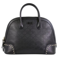 Gucci Dome Satchel Studded GG Embossed Leather Medium