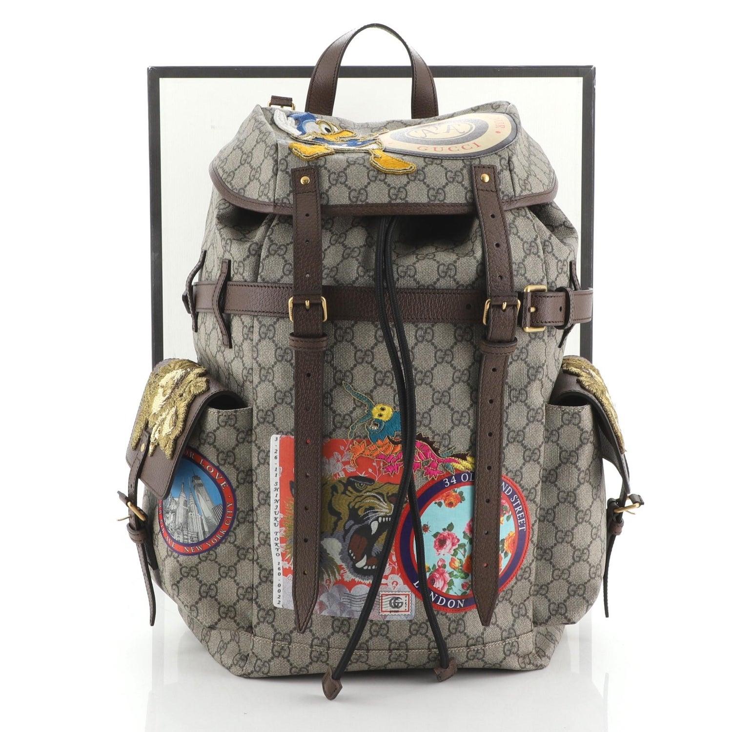 Gucci Donald Duck Soft Backpack GG Coated Canvas with Applique Large at  1stDibs | gucci donald duck backpack, gucci flora, gucci donald duck bag