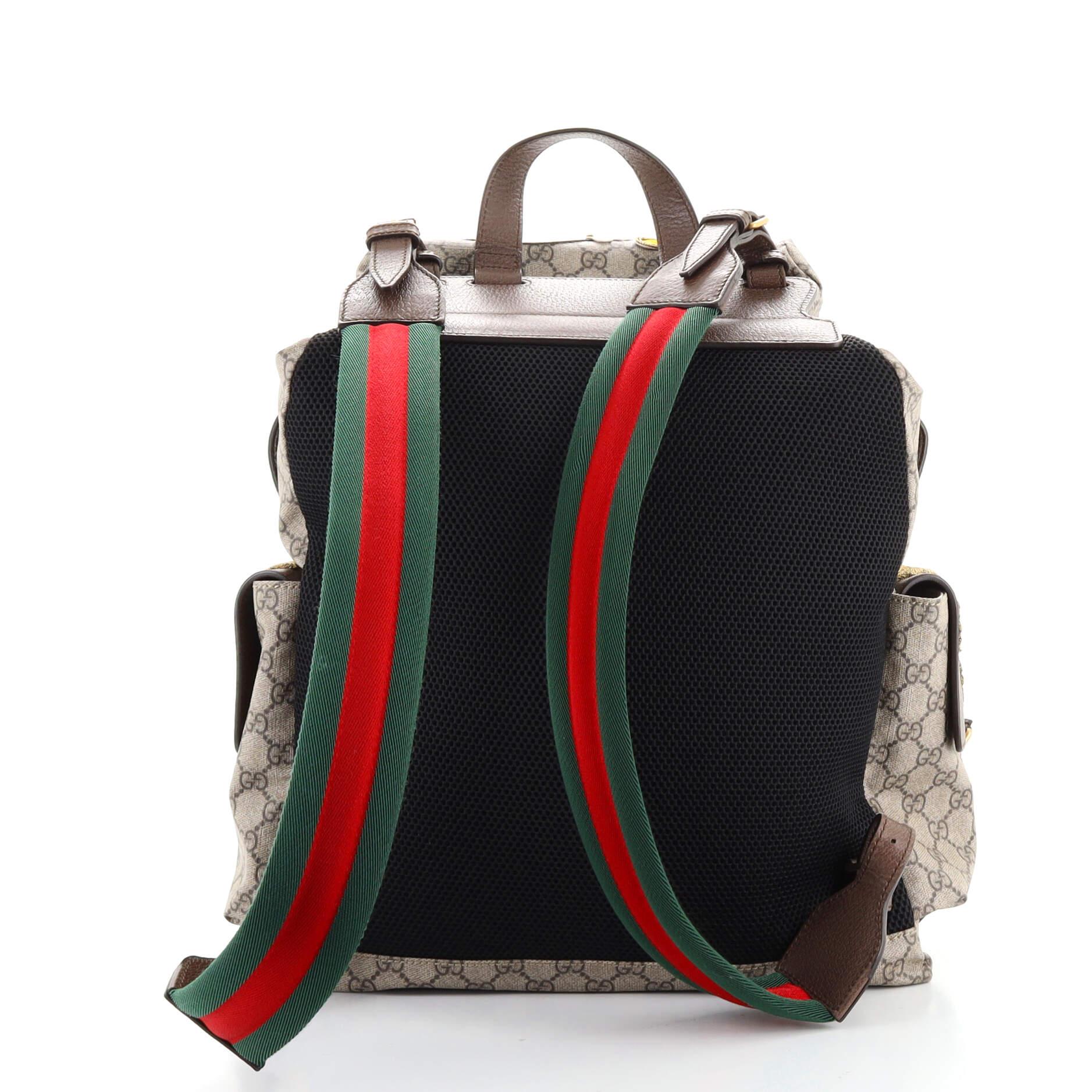 Gucci Donald Duck Soft Rucksack GG aus beschichtetem Segeltuch mit Applique groß (Grau)