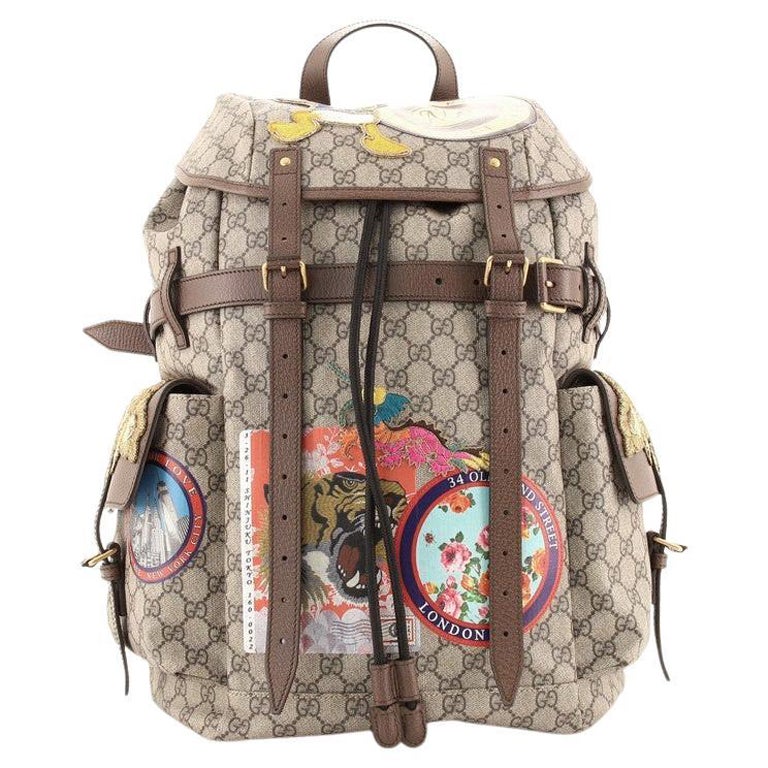 Gucci Donald Duck Soft Backpack GG Coated Canvas with Applique Large