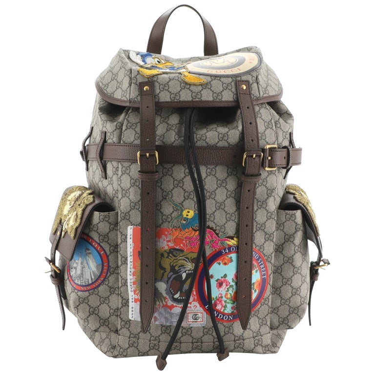 Gucci Donald Duck Soft Backpack GG Coated Canvas with Applique Large at ...