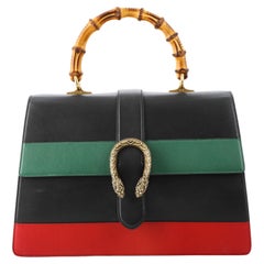 Gucci Donysus Bamboo Top Handle Bag Colorblock Leather Large