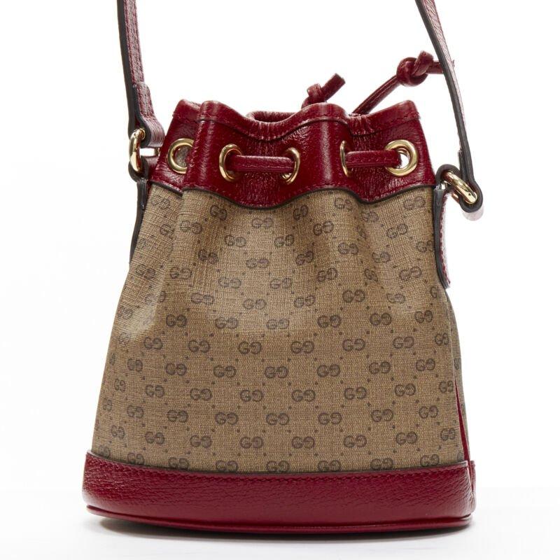 Women's GUCCI DORAEMON 2021 Limited GG Supreme red drawstring crossbody bucket bag
