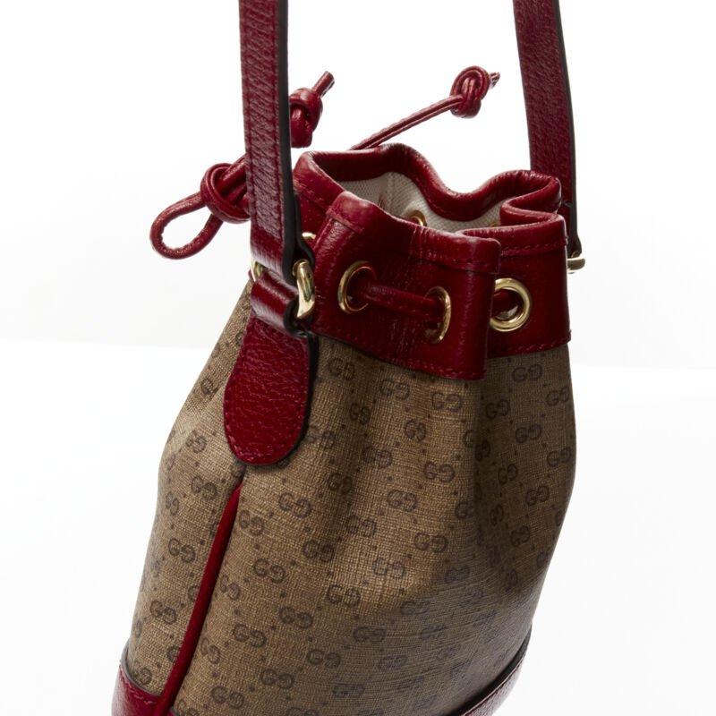 GUCCI DORAEMON 2021 Limited GG Supreme red drawstring crossbody bucket bag 4
