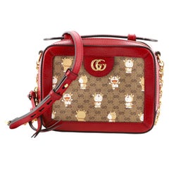 Gucci Doraemon Ophidia Zip Around Kameratasche Bedruckte Mini GG Mini aus beschichtetem Segeltuch Mini