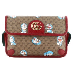 Gucci Doraemon Web Flap Belt Bag Printed Mini GG Coated Canvas