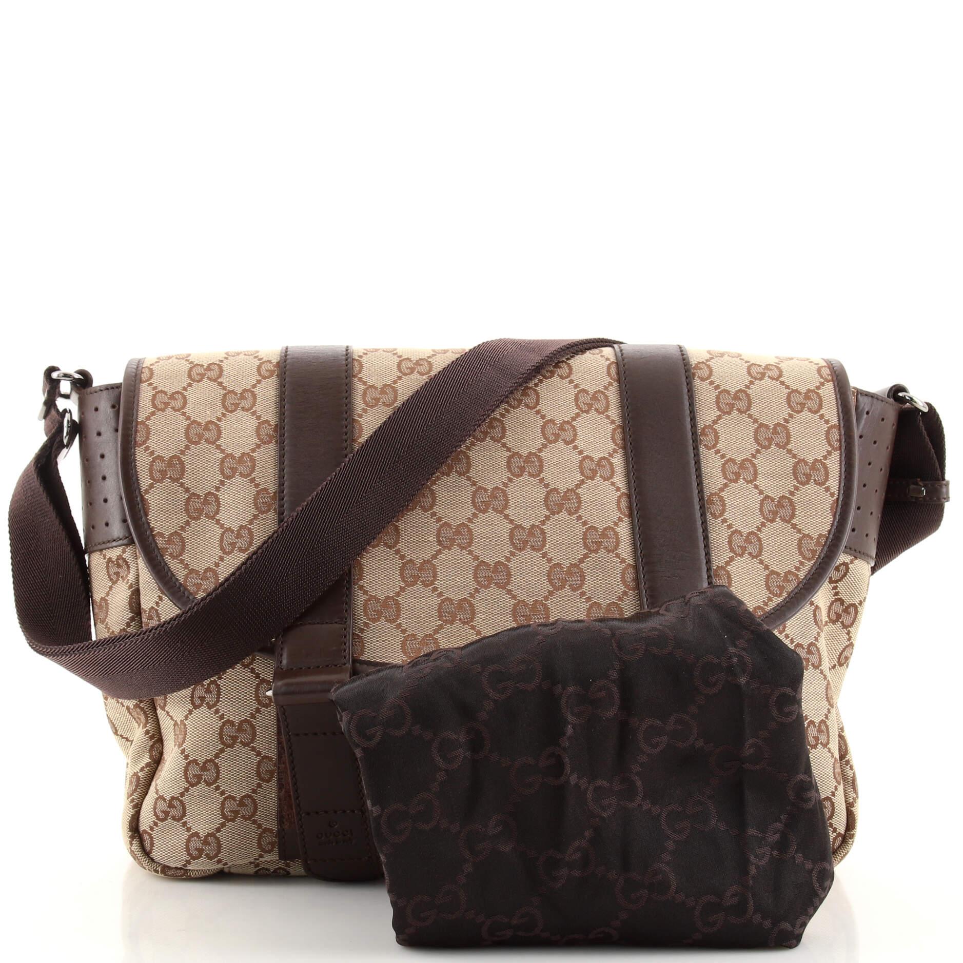 Gucci Double Belt Flap Messenger GG Canvas with Perforated Leather