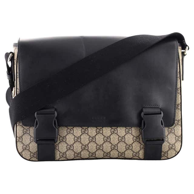 Gucci Double Buckle Flap Messenger Bag GG Coated Canvas with Leather ...