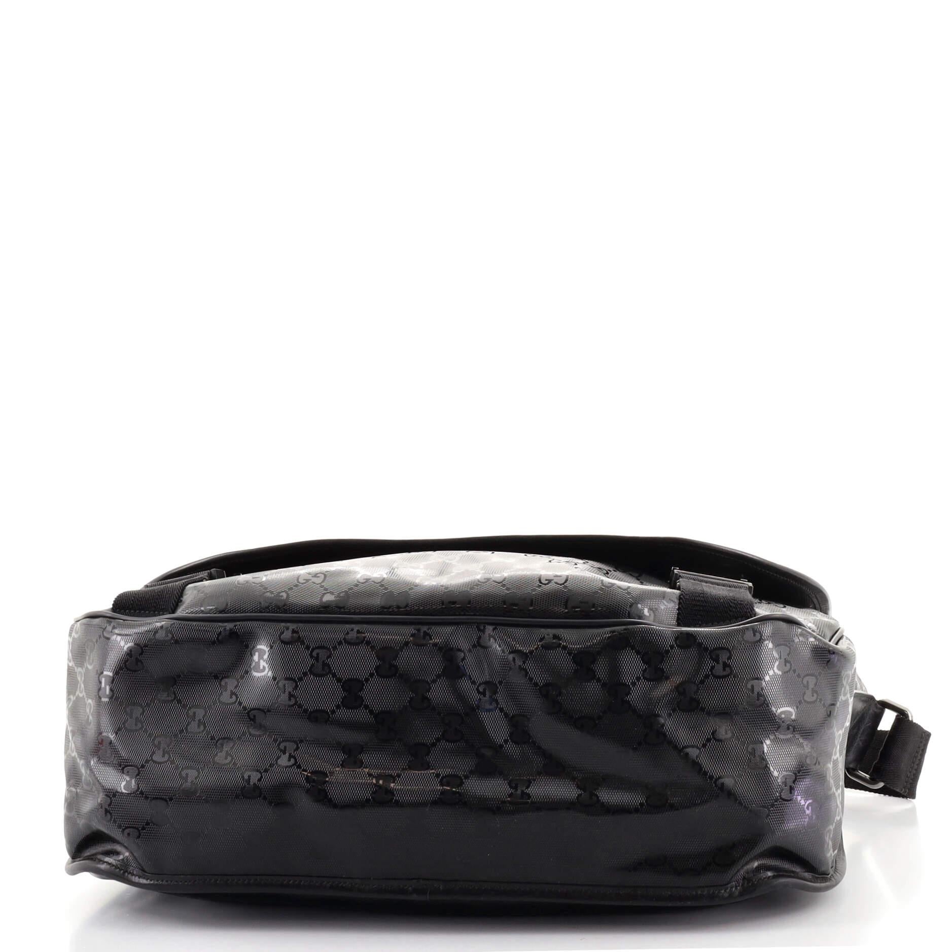 Black Gucci Double Buckle Messenger Bag GG Imprime Large