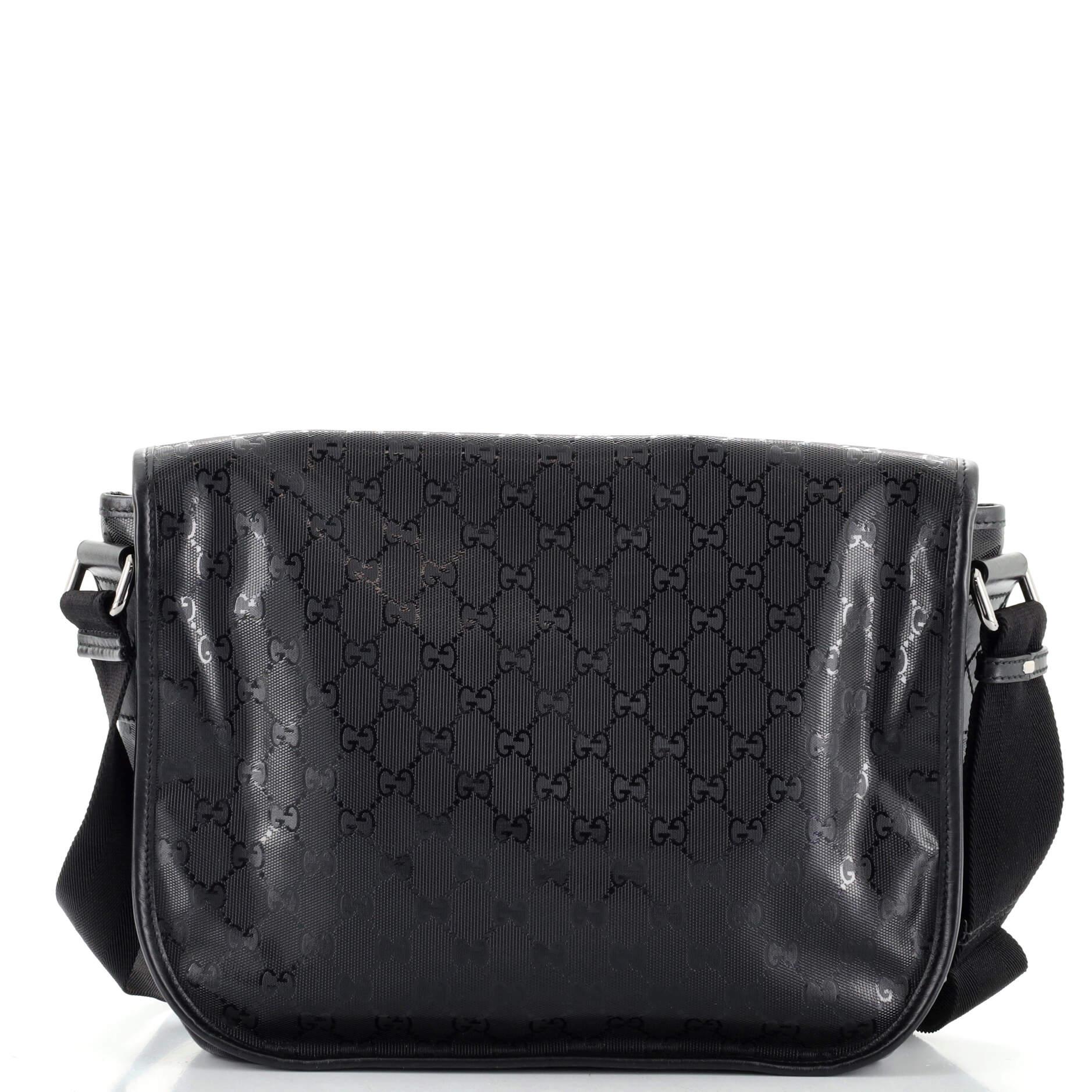 Gucci Messenger Bag mit doppelter Schnalle GG Imprime Medium (Schwarz)