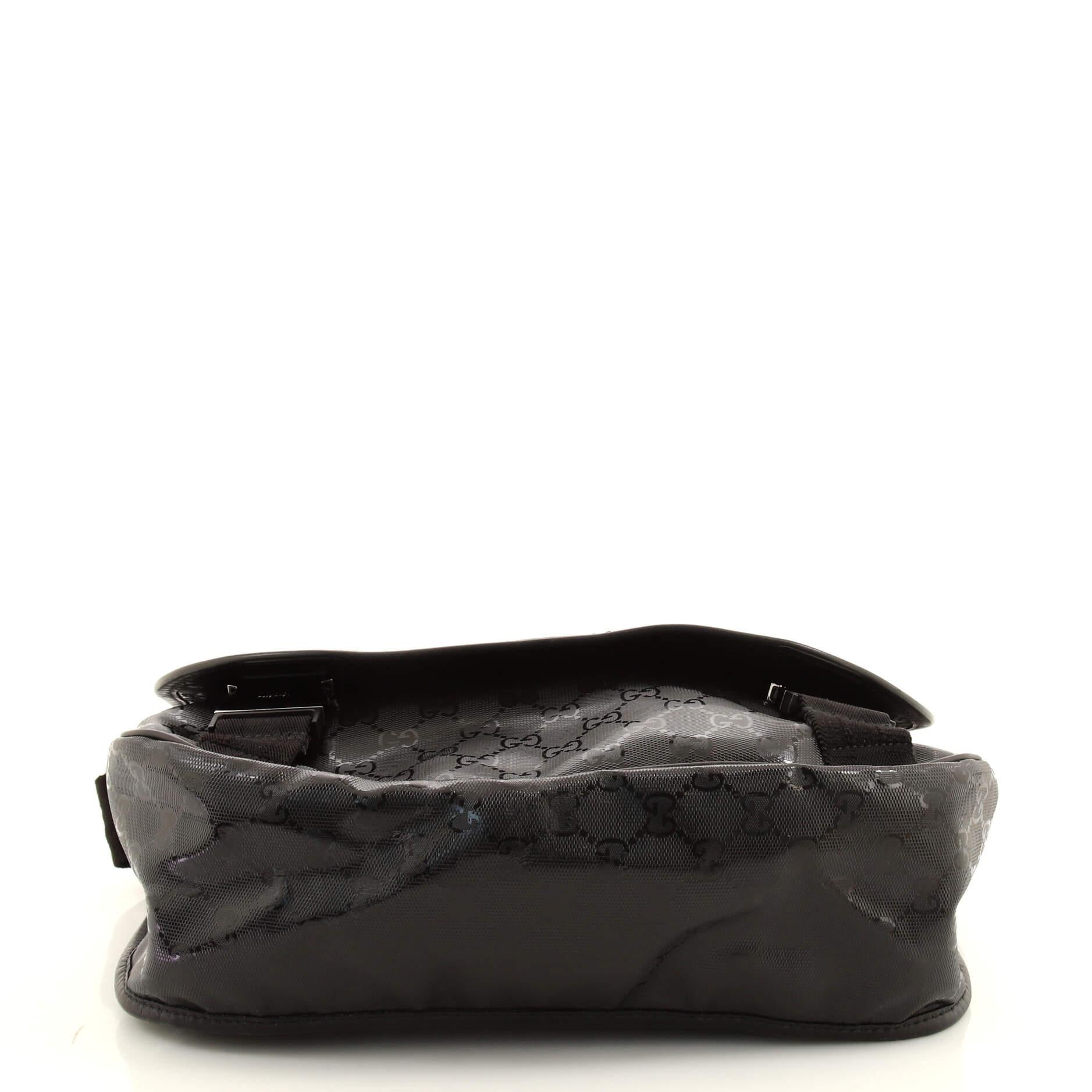 Black Gucci Double Buckle Messenger Bag GG Imprime Medium