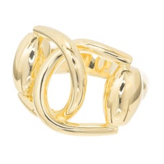 Gucci Double Buckle Solid Yellow Gold Cocktail Ring