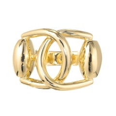 Gucci Double Buckle Solid Yellow Gold Cocktail Ring