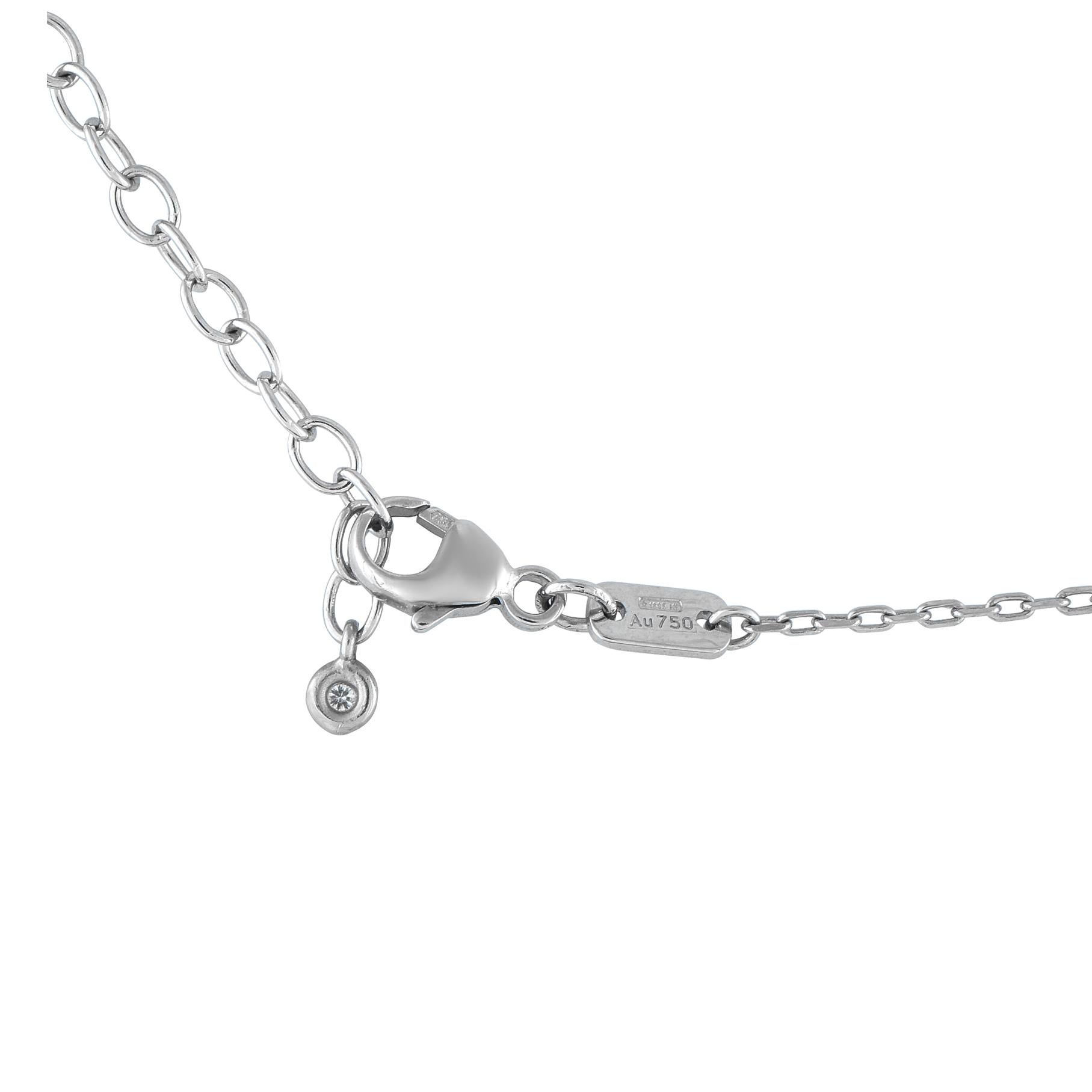 Round Cut Gucci Double G 18K White Gold 0.35ct Diamond Station Necklace For Sale