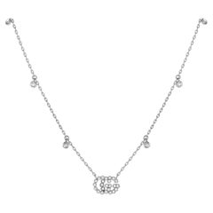 Gucci Double G 18K White Gold 0.35ct Diamond Station Necklace
