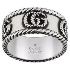 Gucci Double G-Ring 925, Sterlingsilber, gealterte Oberfläche, Größe 12 US 6
