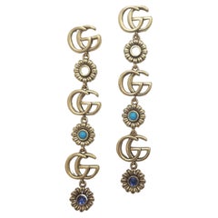 Used Gucci Double G Floral  Dangling  Earrings