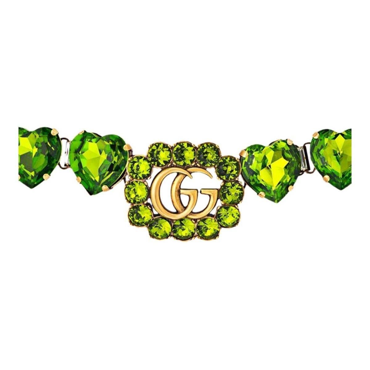 Art Déco Collana Gucci con cuore e cristallo a doppia G in vendita