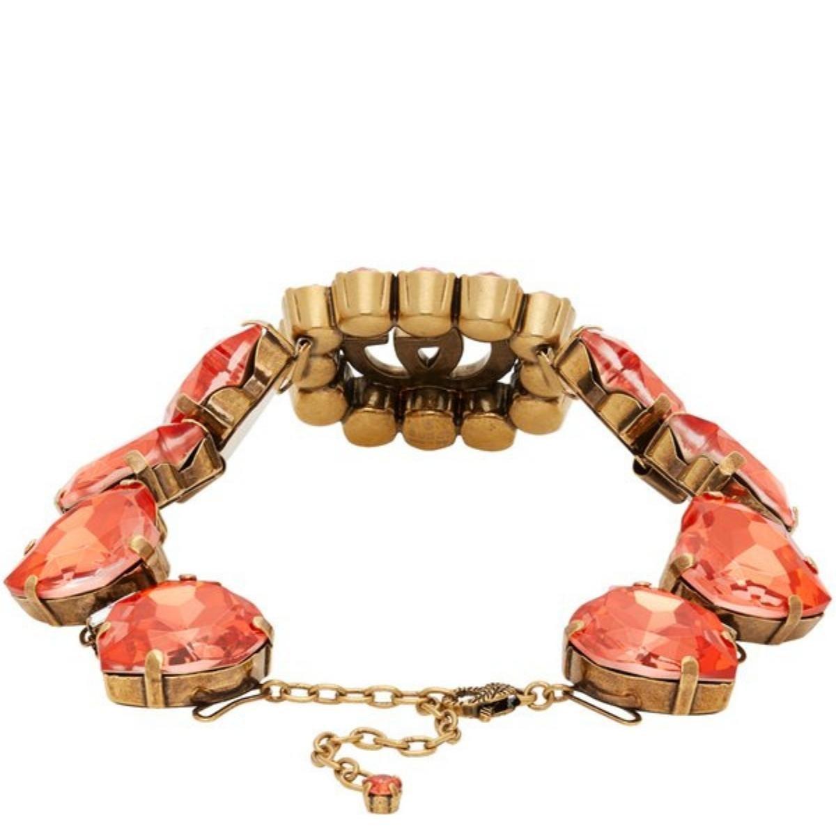 Donna Gucci Collana con cuore e cristallo a doppia G in rosso in vendita