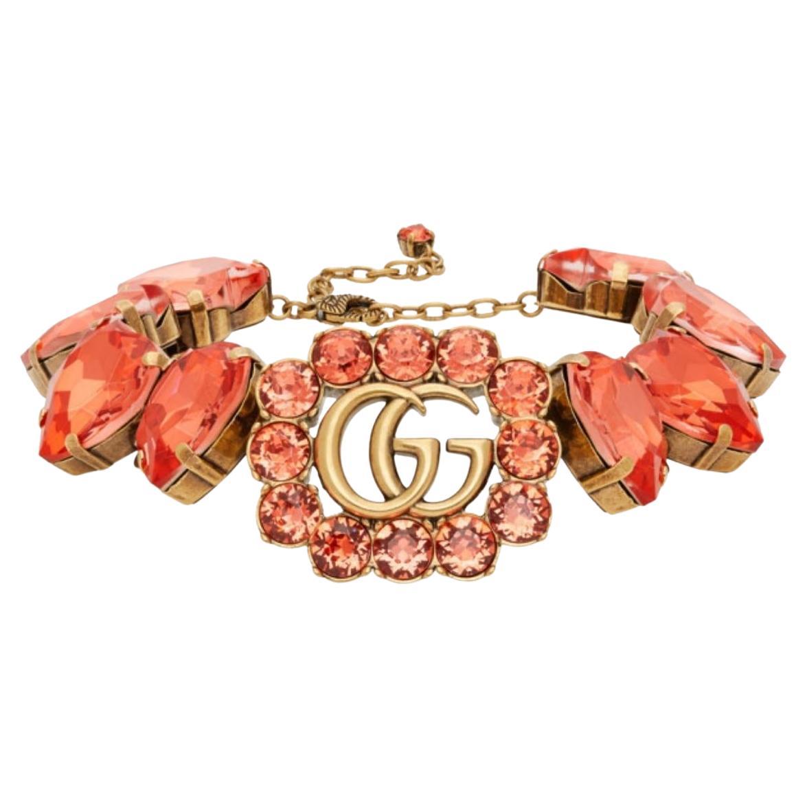 Gucci Double G Heart-crystal Necklace in Red