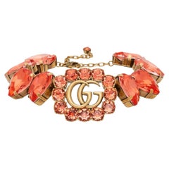 Gucci Double G Heart-crystal Necklace in Red