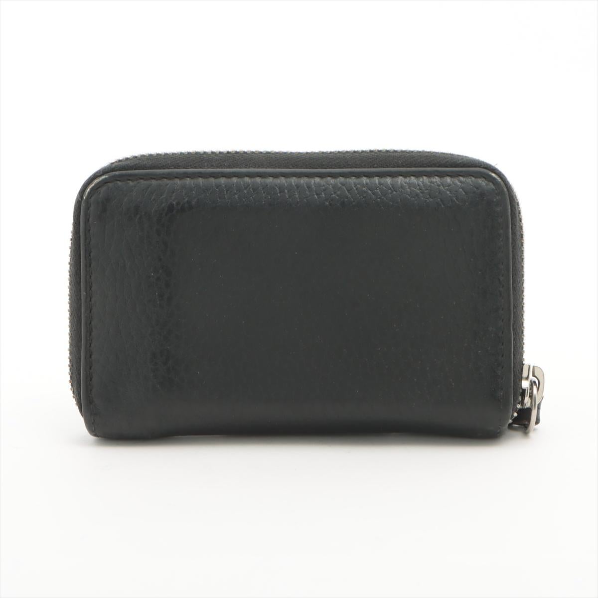 Gucci Double G  Leather Coin Purse Black In Good Condition In Humacao, PR