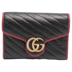Gucci Double G Marmont Mini Wallet On Chain Torchon Black