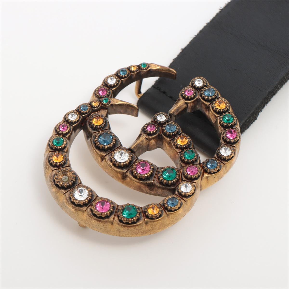 Gucci Double G Multicolor Rhinestone Belt Black In Good Condition In Humacao, PR