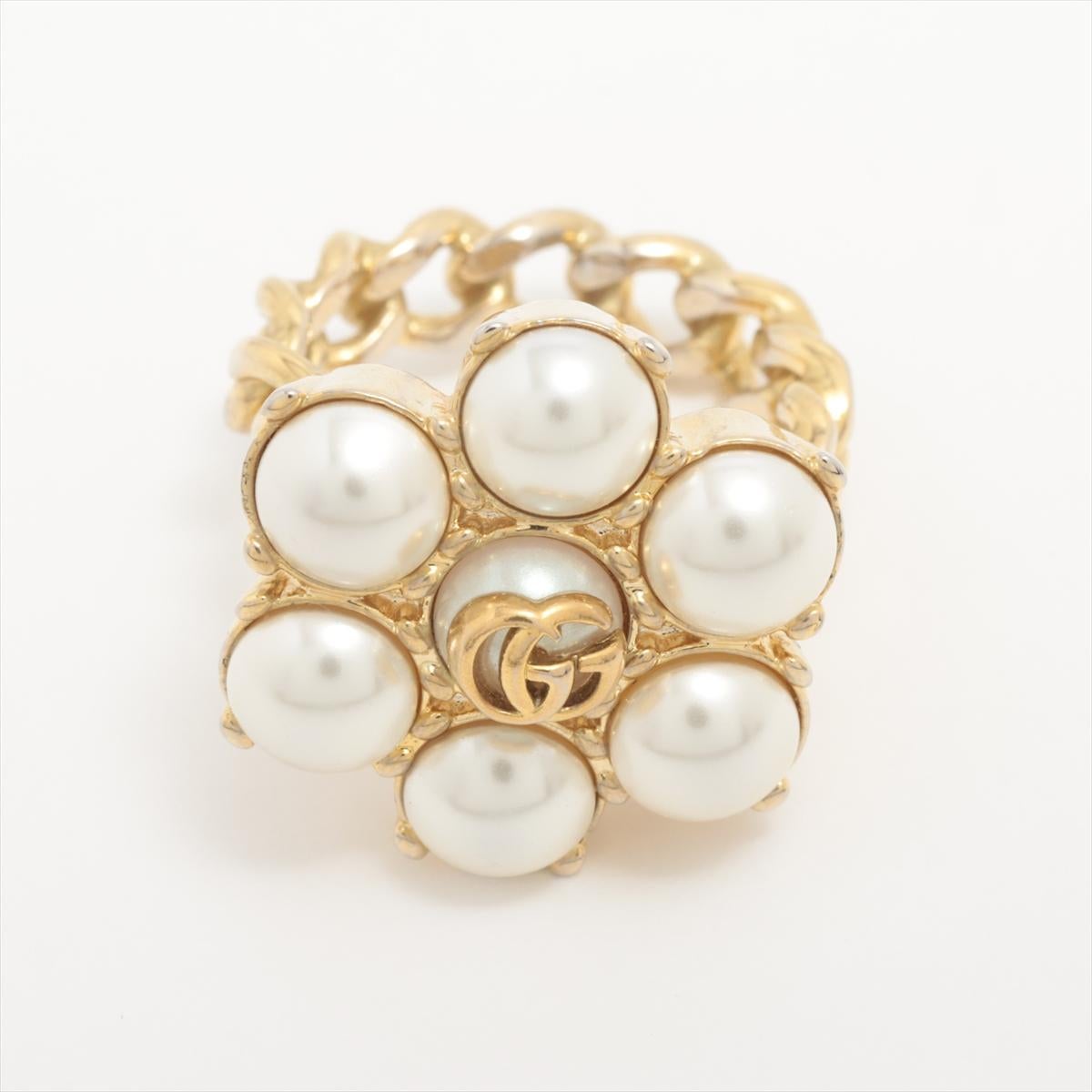 Round Cut Gucci Double G Pearl Ring
