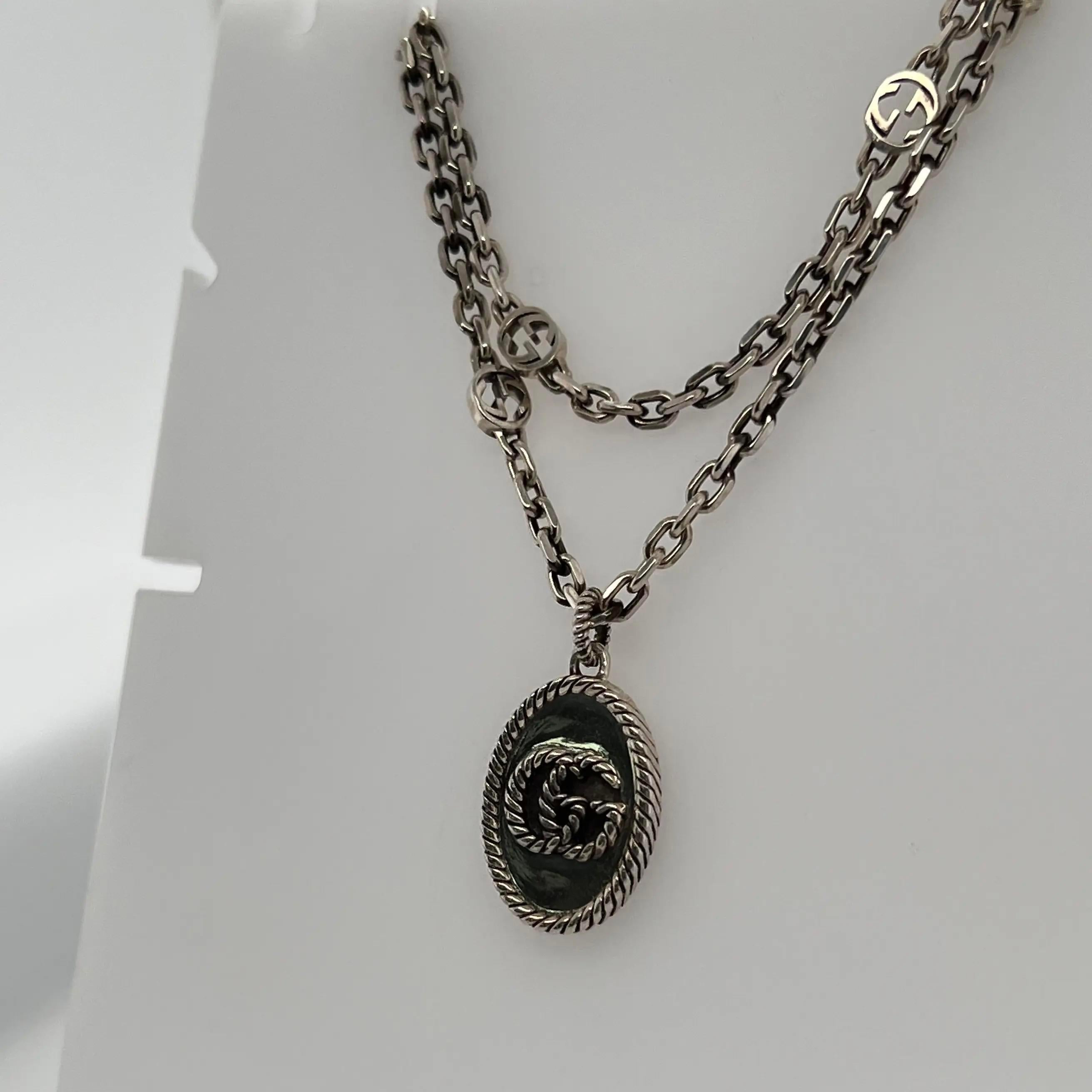 gucci silver interlocking g necklace