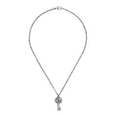 Gucci Double G with Key Aged Sterling Silver Necklace YBB627757001