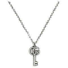 Used Gucci Double G with Key Aged Sterling Silver Necklace YBB627757001