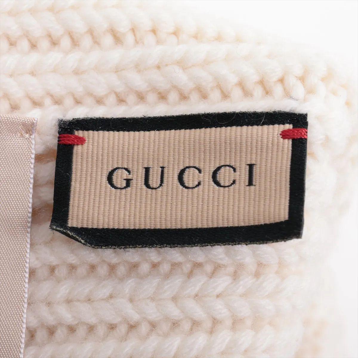 Gucci Double G Wolle Kaschmir Mütze Weiß im Angebot 2