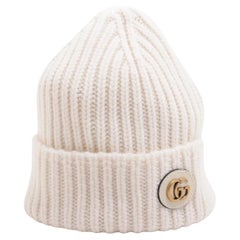 Gucci Double G Wolle Kaschmir Mütze Weiß