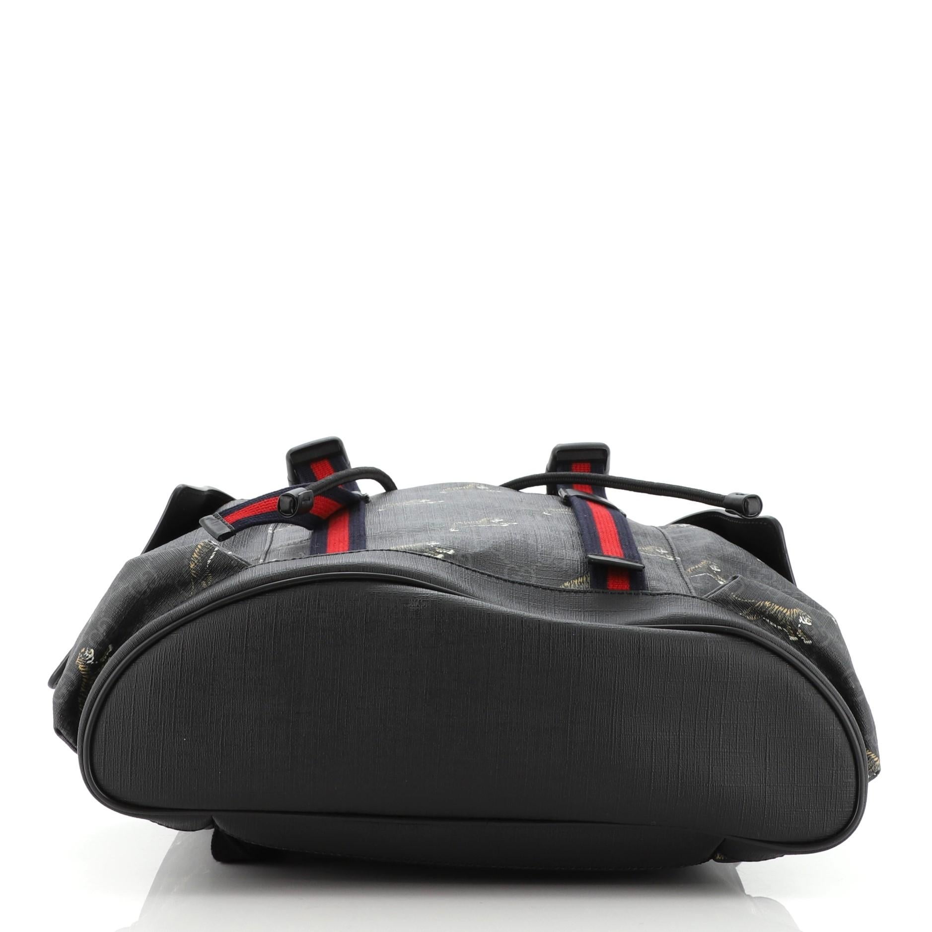 Gucci Rucksack mit doppelter Taschenschnalle aus beschichtetem Segeltuch, groß für Damen oder Herren