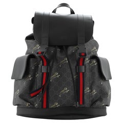 Gucci Double Pocket Buckle Backpack Printed GG Coated Canvas Large