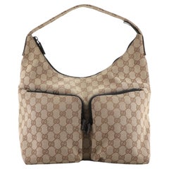 Gucci Doppeltasche mit Reißverschluss Hobo GG Segeltuch Medium