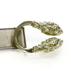 GUCCI Double Tiger gold tone buckle metallic copper leather skinny belt 75cm 30"