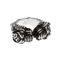 Gucci Anello Doppia Tigre in Argento Sz 8 3/4