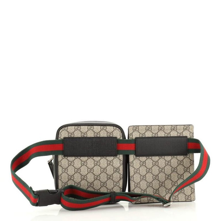 Gucci Vintage Double Belt Bag Gg Canvas #244451G84B Gucci Double Web Belt Bag GG Coated Canvas with Leather at  main image 3