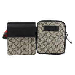 Gucci Double Web Gürteltasche GG aus beschichtetem Segeltuch mit Leder