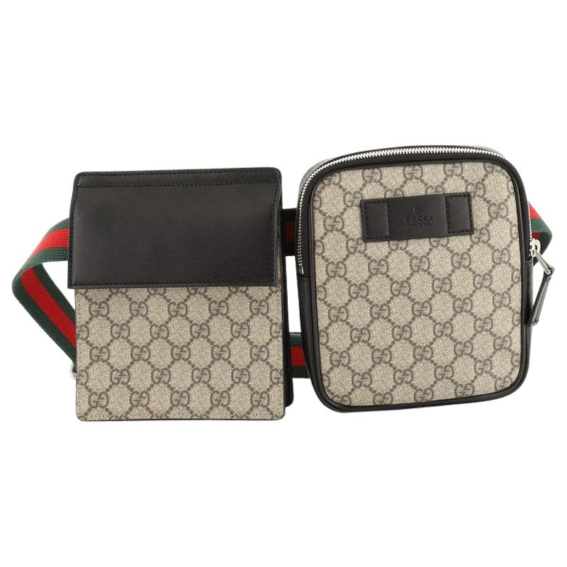 Gucci Double Web Belt Bag GG Coated Canvas with Leather at 1stDibs