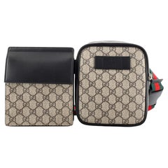 Gucci Double Web Belt Bag GG Coated Canvas with Leather