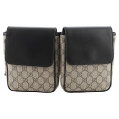 Gucci Double Web Gürteltasche GG aus beschichtetem Segeltuch mit Leder