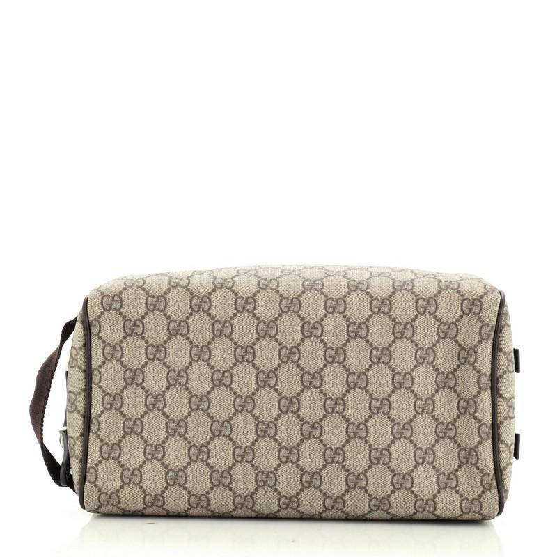 Gucci Double Zip Toiletry Pouch GG Coated Canvas Medium In Good Condition In NY, NY