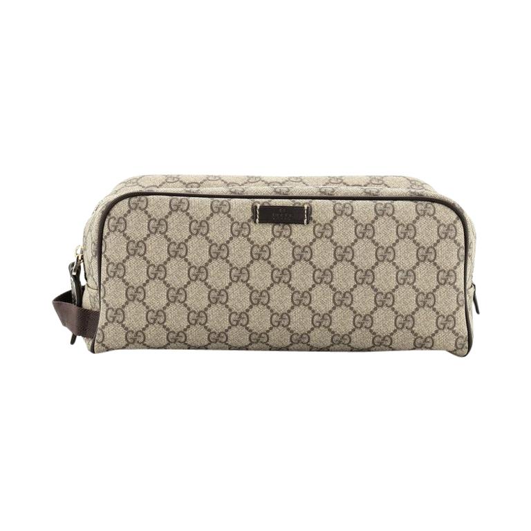 Gucci Double Zip Toiletry Pouch GG Coated Canvas Medium