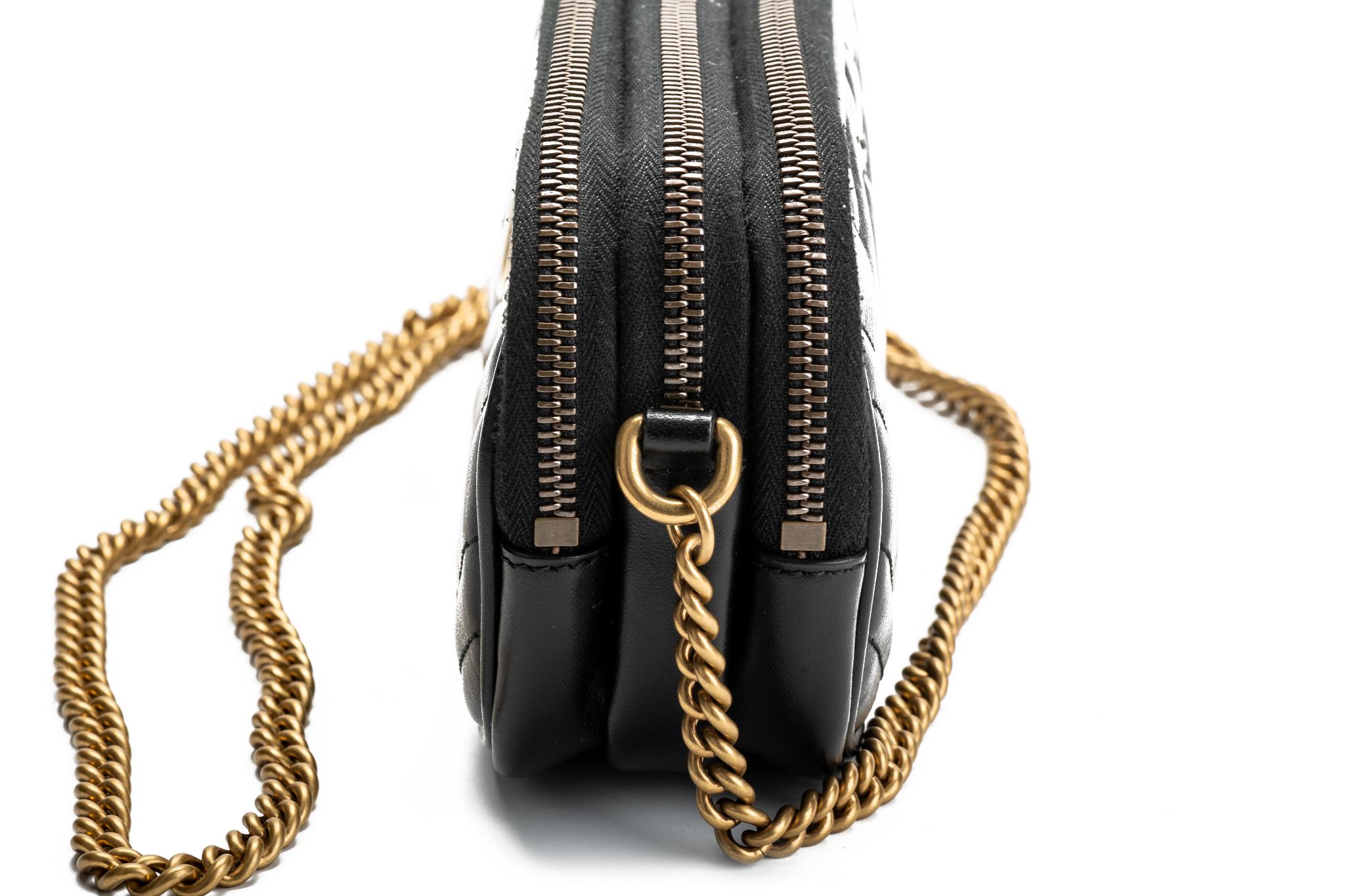 Gucci Double Zipper Black GG Cross Body Bag 1