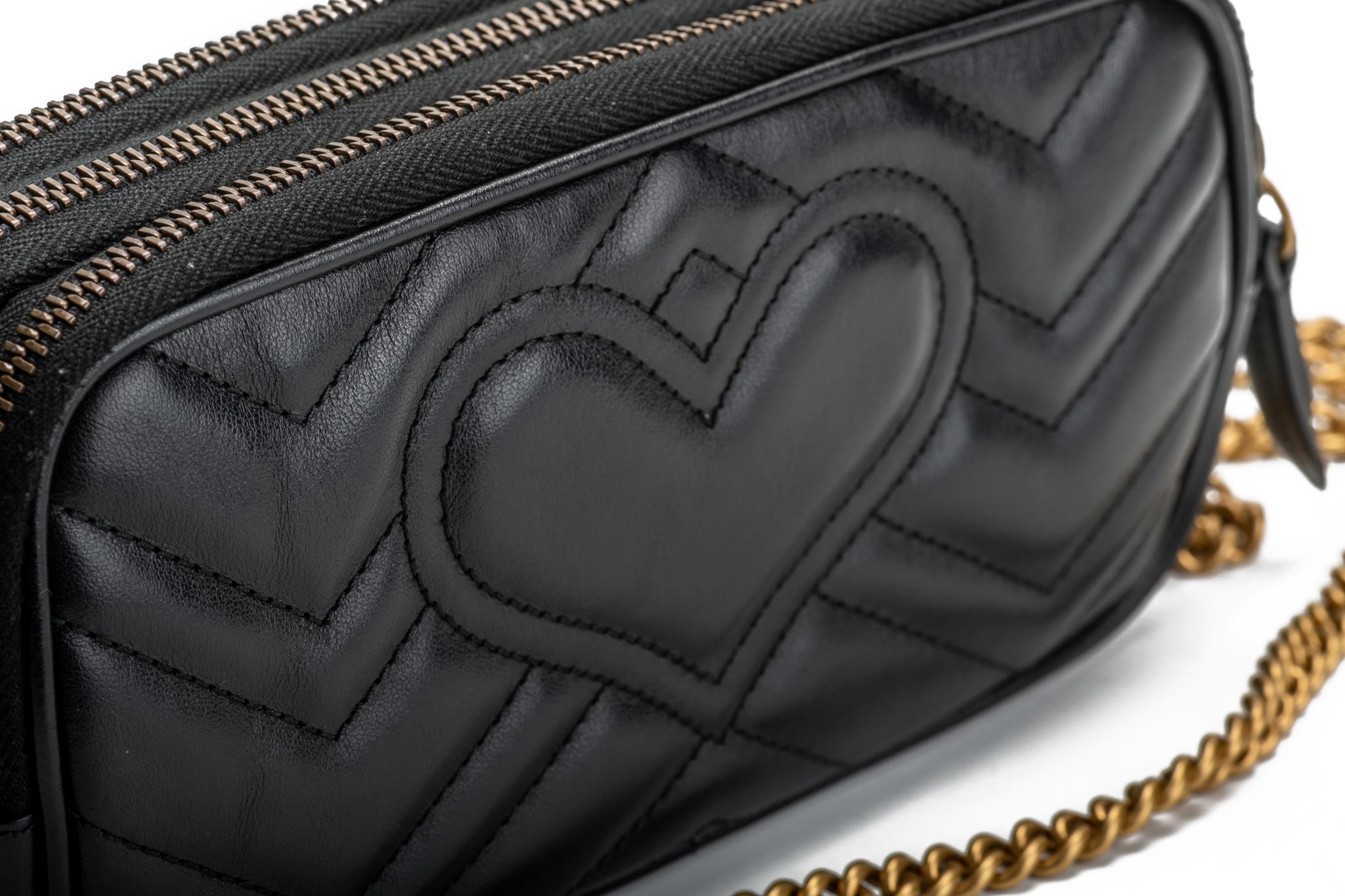 Gucci Double Zipper Black GG Cross Body Bag 2