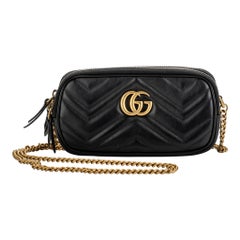 Gucci Double Zipper Black GG Cross Body Bag