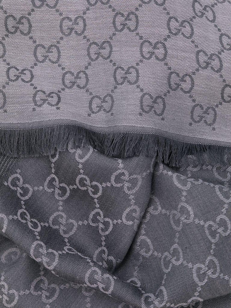 Gucci Dove Grey Monogram Print Scarf at 1stDibs gucci monogram print